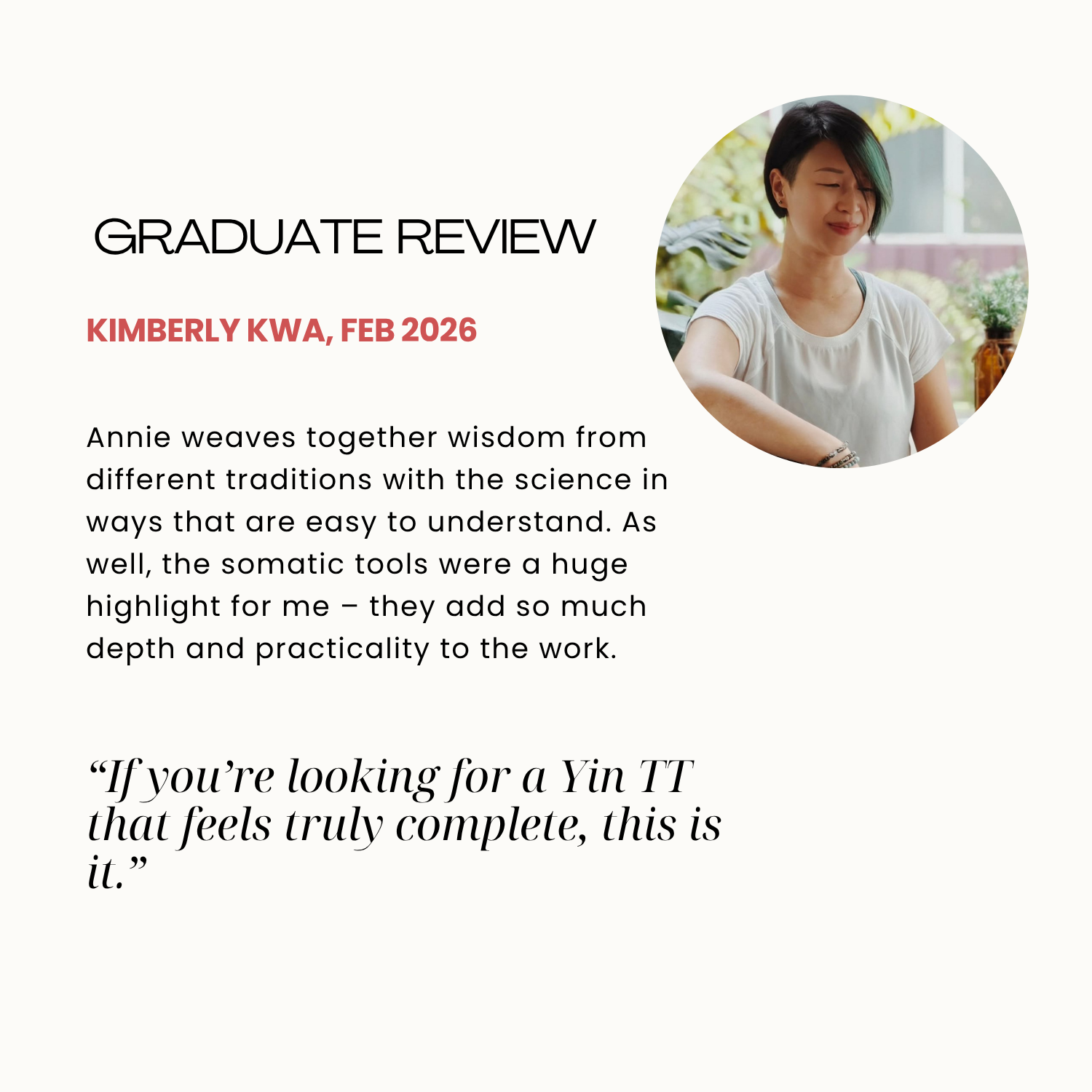 Annie Au Trauma Informed somatic Yin yoga teacher training 